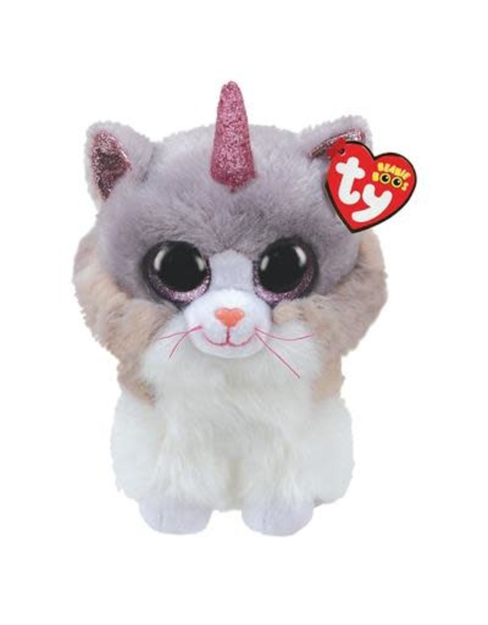 Ty Ty Beanie Buddy Asher de wit/grijs/paarse Kat 24cm