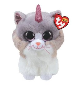 Ty Ty Beanie Buddy Asher de wit/grijs/paarse Kat 24cm