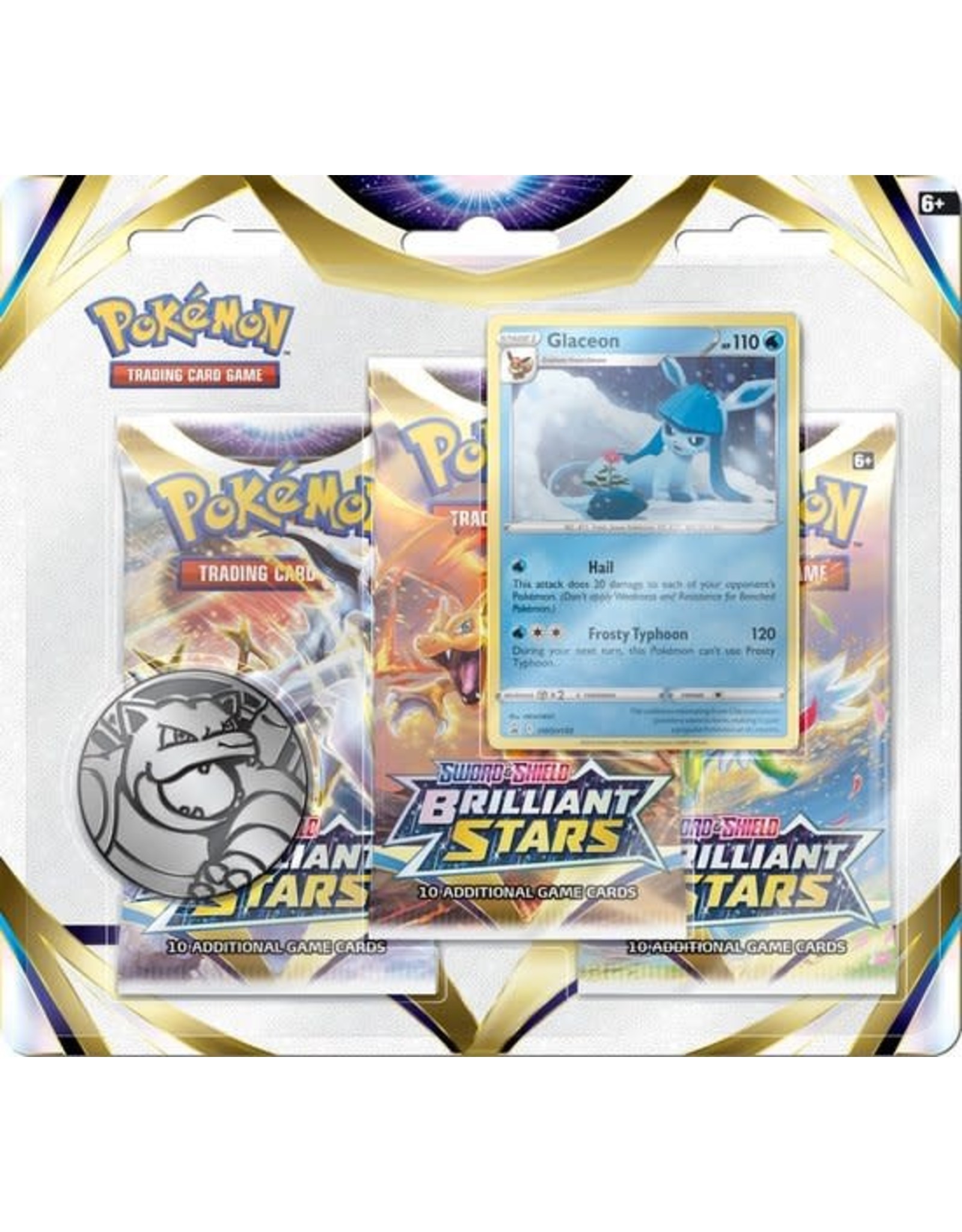 The Pokemon Company Pokémon TCG Sword & Shield Brilliant Stars  Glaceon 3 Booster Blister