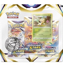 The Pokemon Company Pokémon TCG Sword & Shield Brilliant Stars  Leafeon 3 Booster Blister