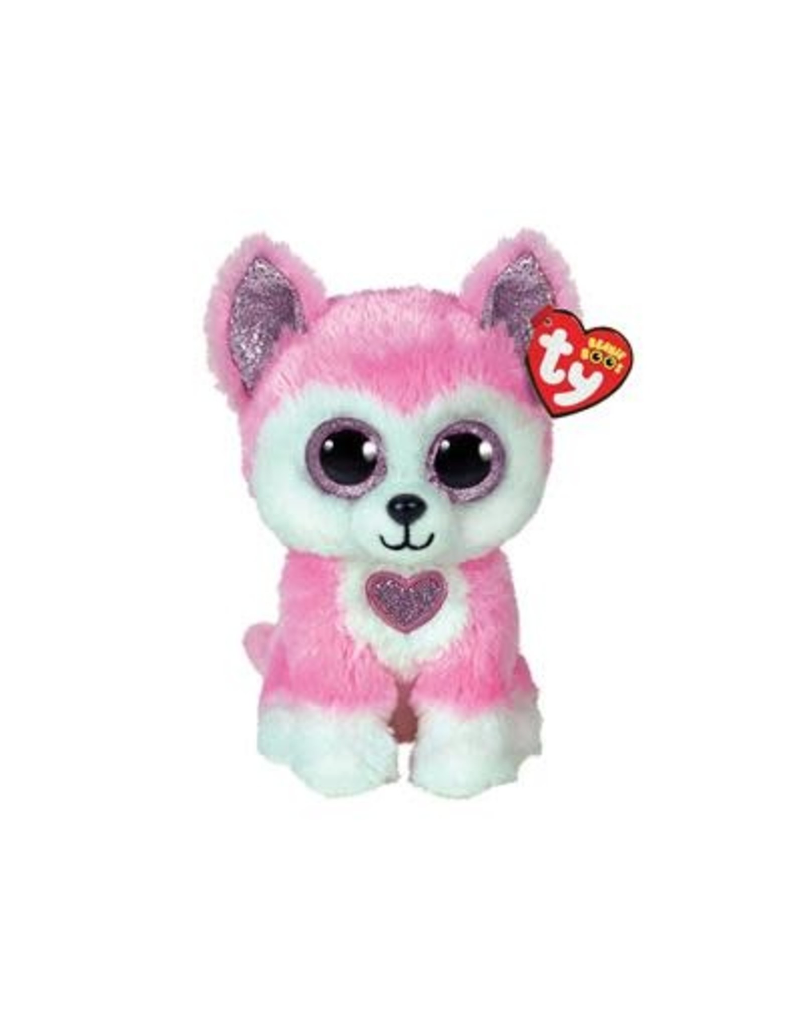 Ty Ty Beanie Boo's Hunk de roze/witte Husky 15 cm, Valentijn