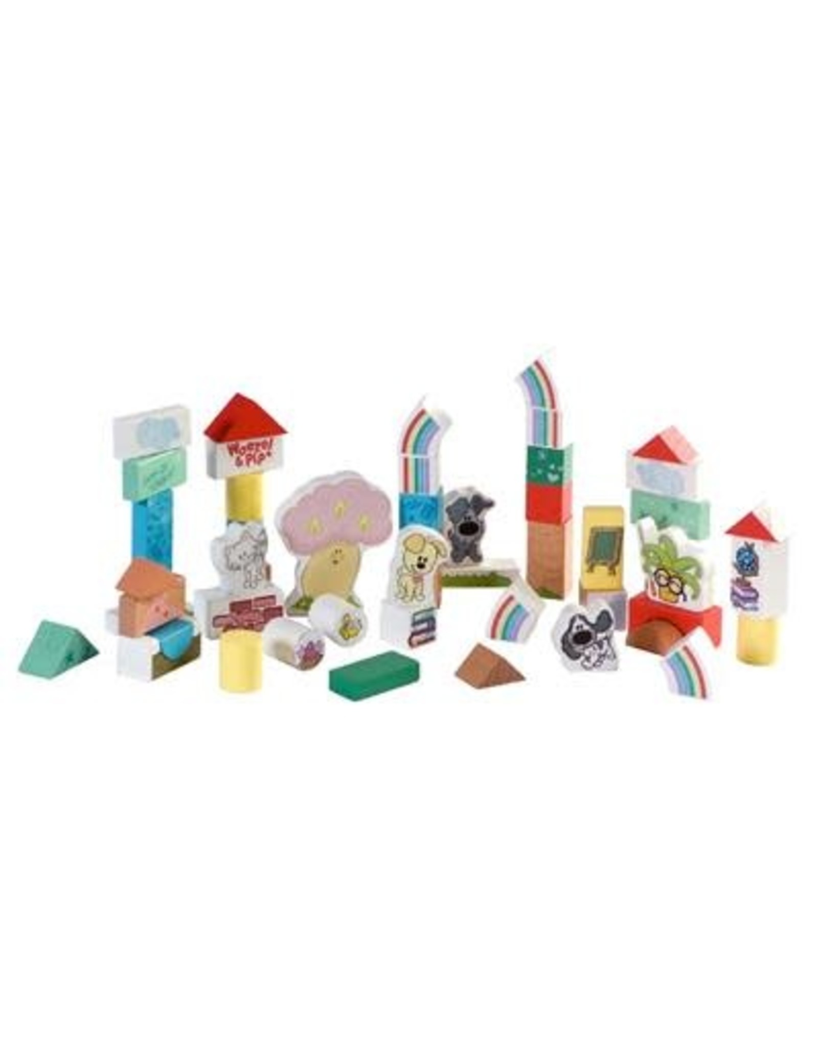 Rubo Toys Woezel en Pip houten blokken 50dlg - ton