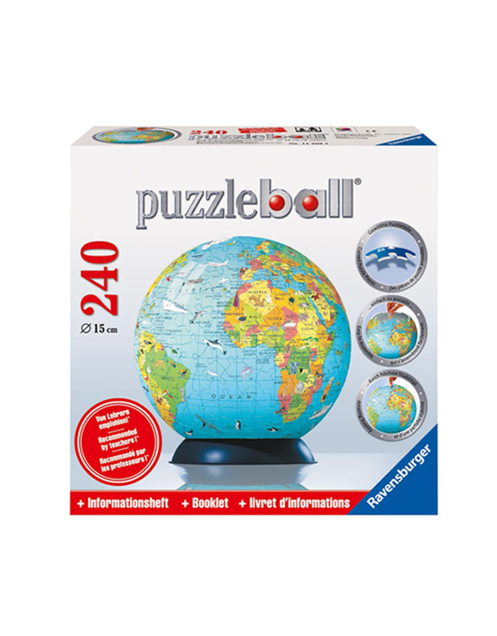 Ravensburger Ravensburger 3D Puzzleball 123629 Wereldbol Voor Kinderen - 270 Stukjes