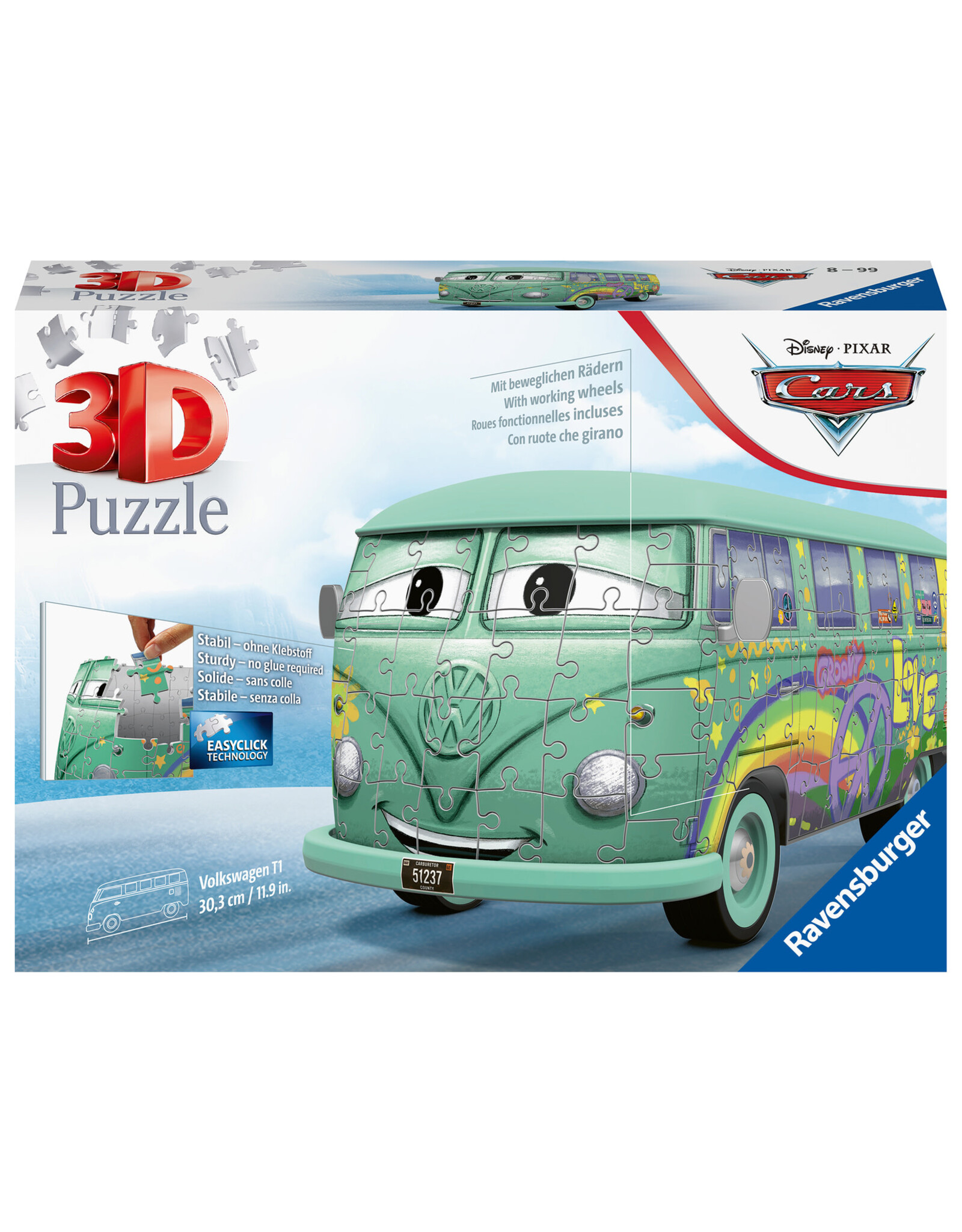 Ravensburger Ravensburger 3D Puzzel Disney Cars Volkswagen T1  - 162 Stukjes