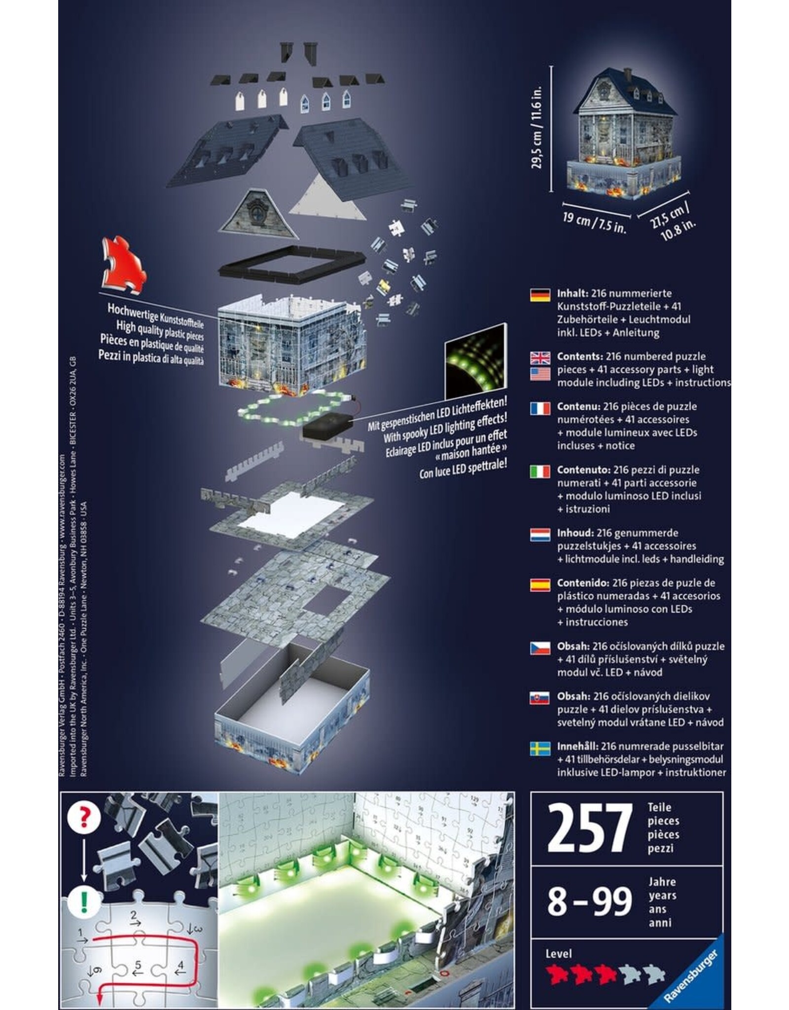 Ravensburger Ravensburger 3D Puzzel 112548 - Spookhuis Night Edition - 216 Stukjes