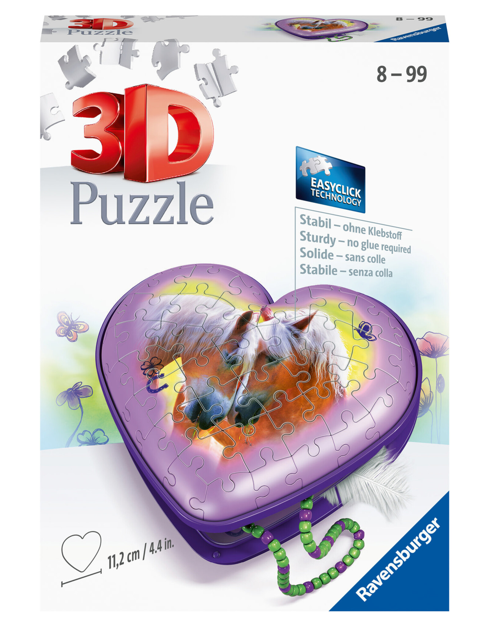 Ravensburger Ravensburger 3D Puzzel 111718 Hartendoosje Paarden - 54 Stukjes