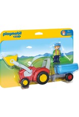 Playmobil Playmobil 1-2-3 6964 Boer met Tractor en Aanhangwagen