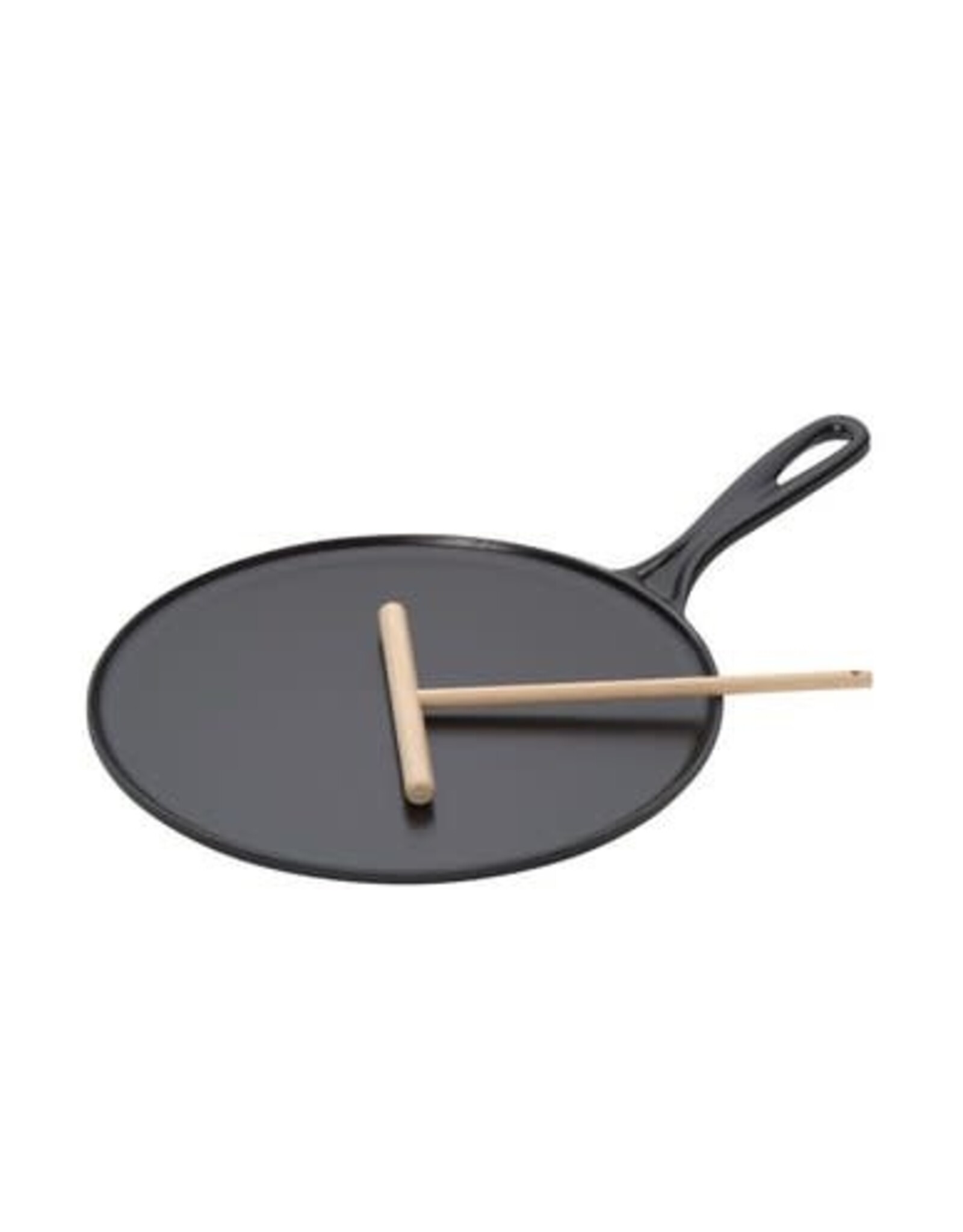 LeCreuset Le Creuset Gietijzeren Pannenkoekenpan met Spatel en Beslagverdeler, Mat Zwart  (29cm)