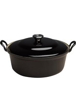 LeCreuset Le Creuset Gietijzeren Ronde Braadpan met Plaatstalen Deksel en RVS Knop, Ebbenzwart (20cm,  1.7l)
