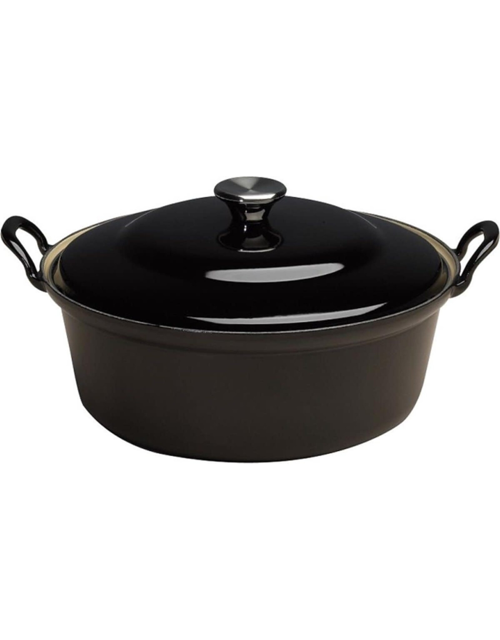 LeCreuset Le Creuset Gietijzeren Ronde Braadpan met Plaatstalen Deksel en RVS Knop, Ebbenzwart (20cm,  1.7l)