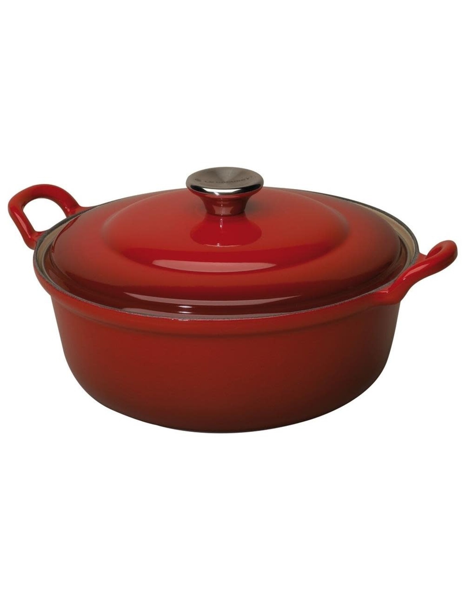 LeCreuset Le Creuset Gietijzeren Ronde Braadpan met Plaatstalen Deksel en RVS Knop, Kersenrood (28cm,  4.9l)