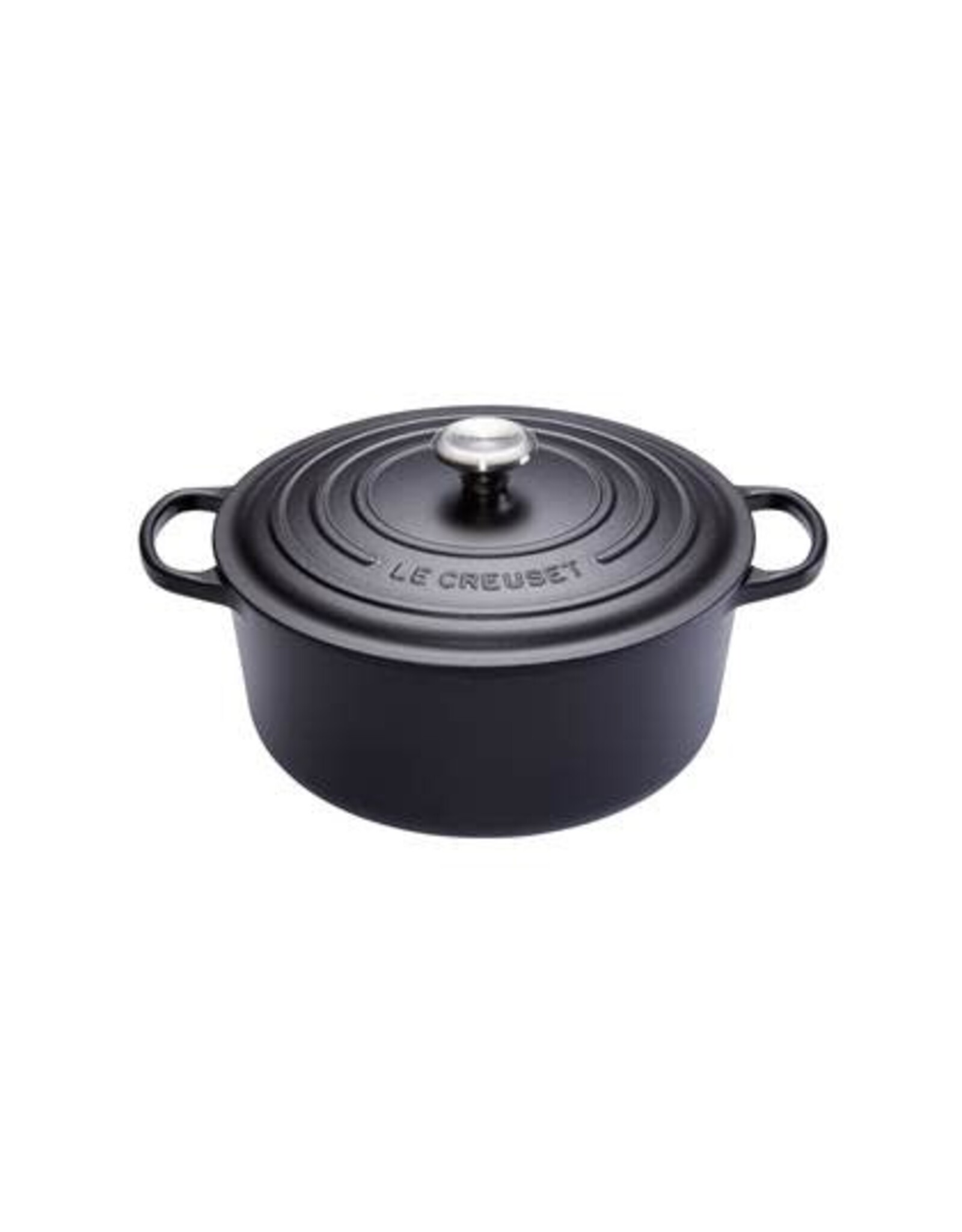 LeCreuset Le Creuset Gietijzeren Ronde Braadpan met RVS Knop, Mat Zwart (24cm, 4.2l)