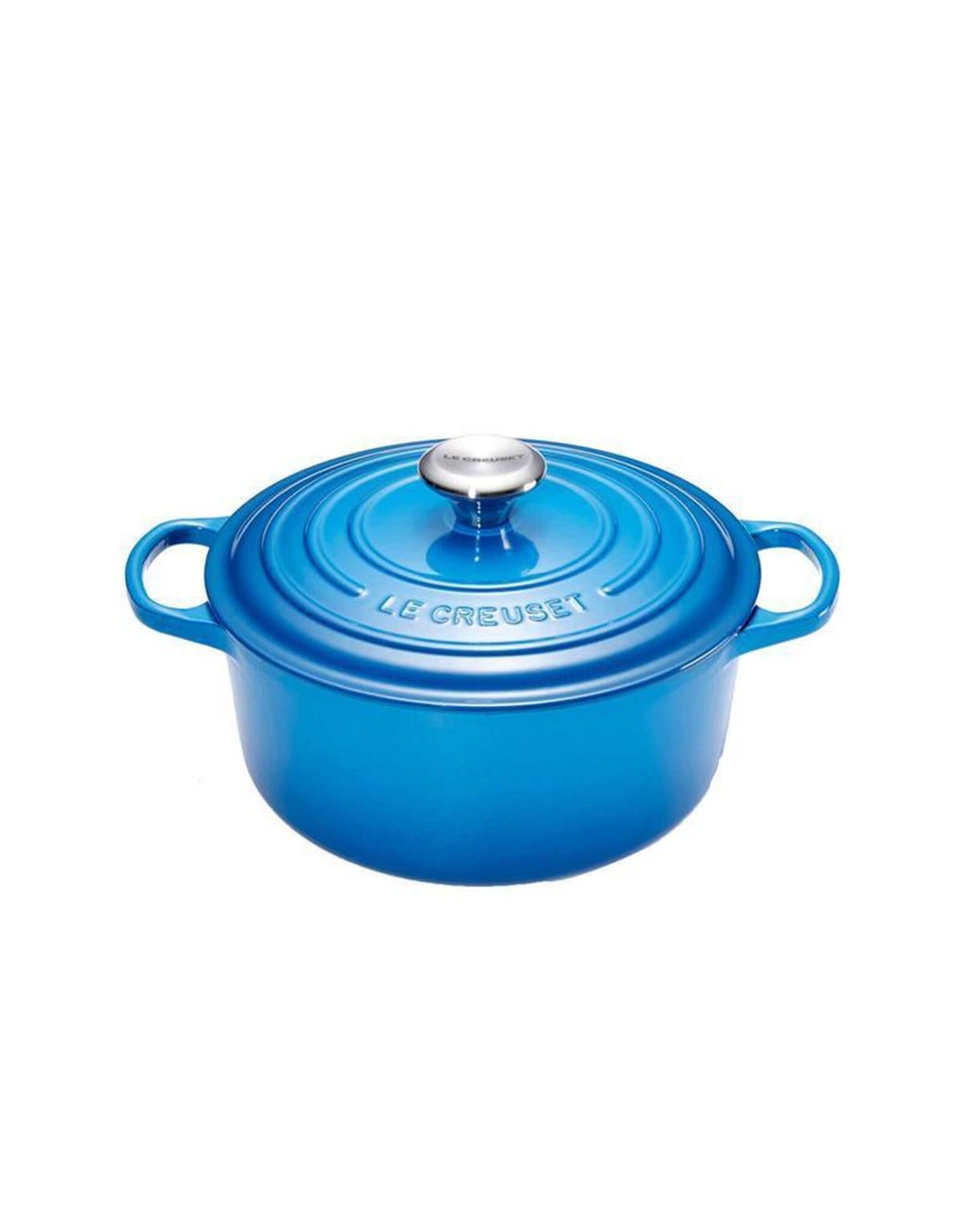 LeCreuset Le Creuset Gietijzeren Ronde Braadpan met RVS Knop, Marseilleblauw (26cm 5,3l)