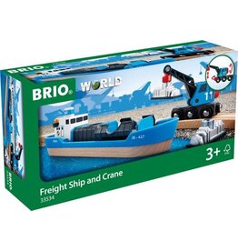 Brio Brio World 33534 Vrachtschip met rijdende kraanwagen