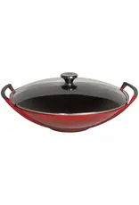 Le Creuset Gietijzeren Wok met Glazen Deksel Kersenrood - 36 cm