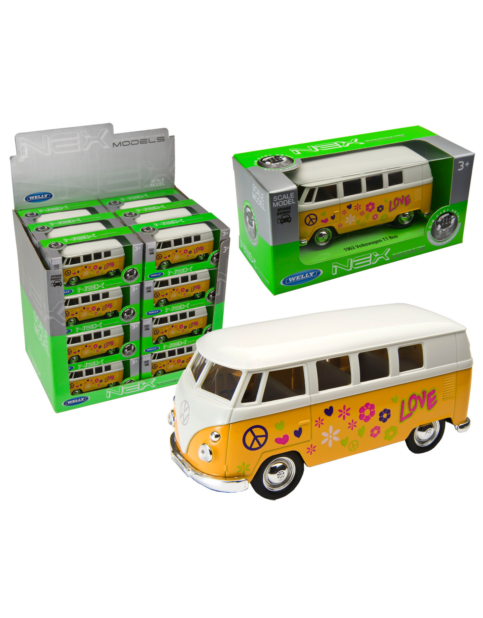 Welly Welly Modelauto Volkswagen T1 Bus Love 1963 ( 1:34 )