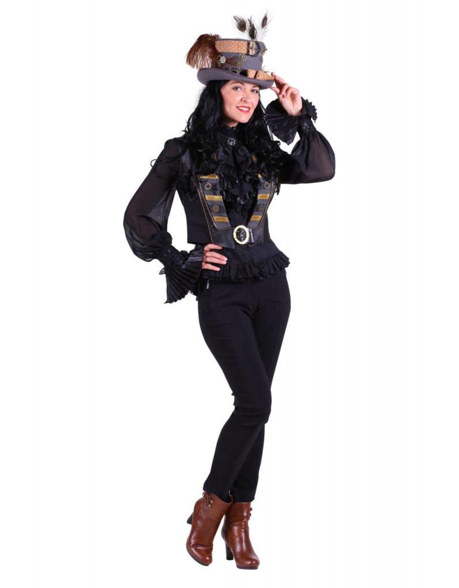 Vest dame steampunk '"Scarlett'', Zwart