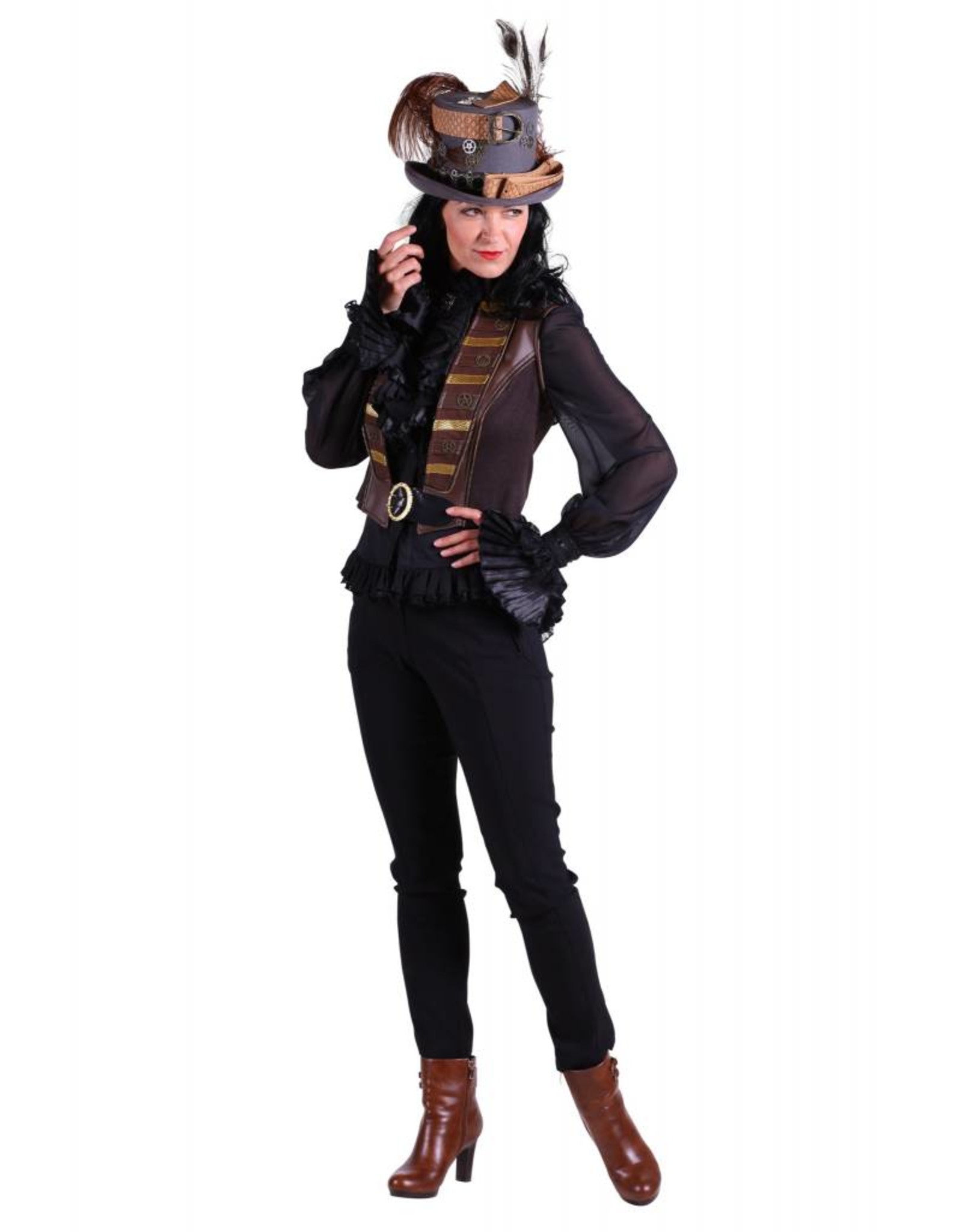 Vest dame steampunk '"Scarlett'', Bruin