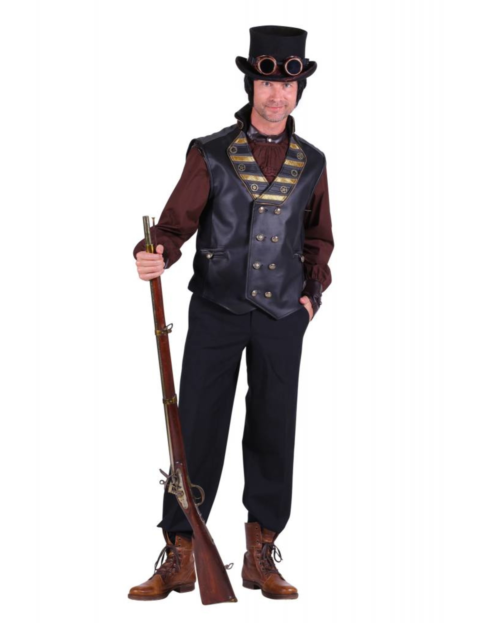 Vest heer steampunk ''Cyrus'', Zwart