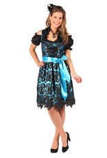 Dirndl jurk ''Viktoria'', Zwart-Turquoise