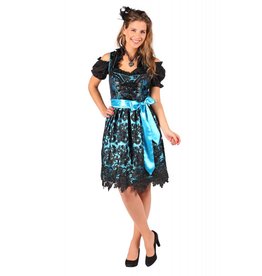 Dirndl jurk ''Viktoria'', Zwart-Turquoise