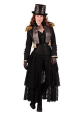 Steampunk jas dame kort, Zwart