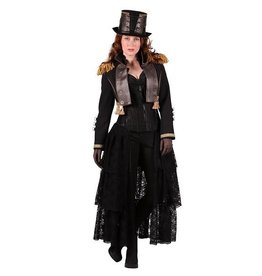 Steampunk jas dame kort, Zwart