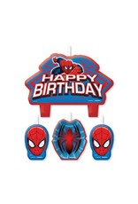 Kaarsjes Spiderman (4 stuks)