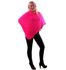 Poncho fluor pink gebreid