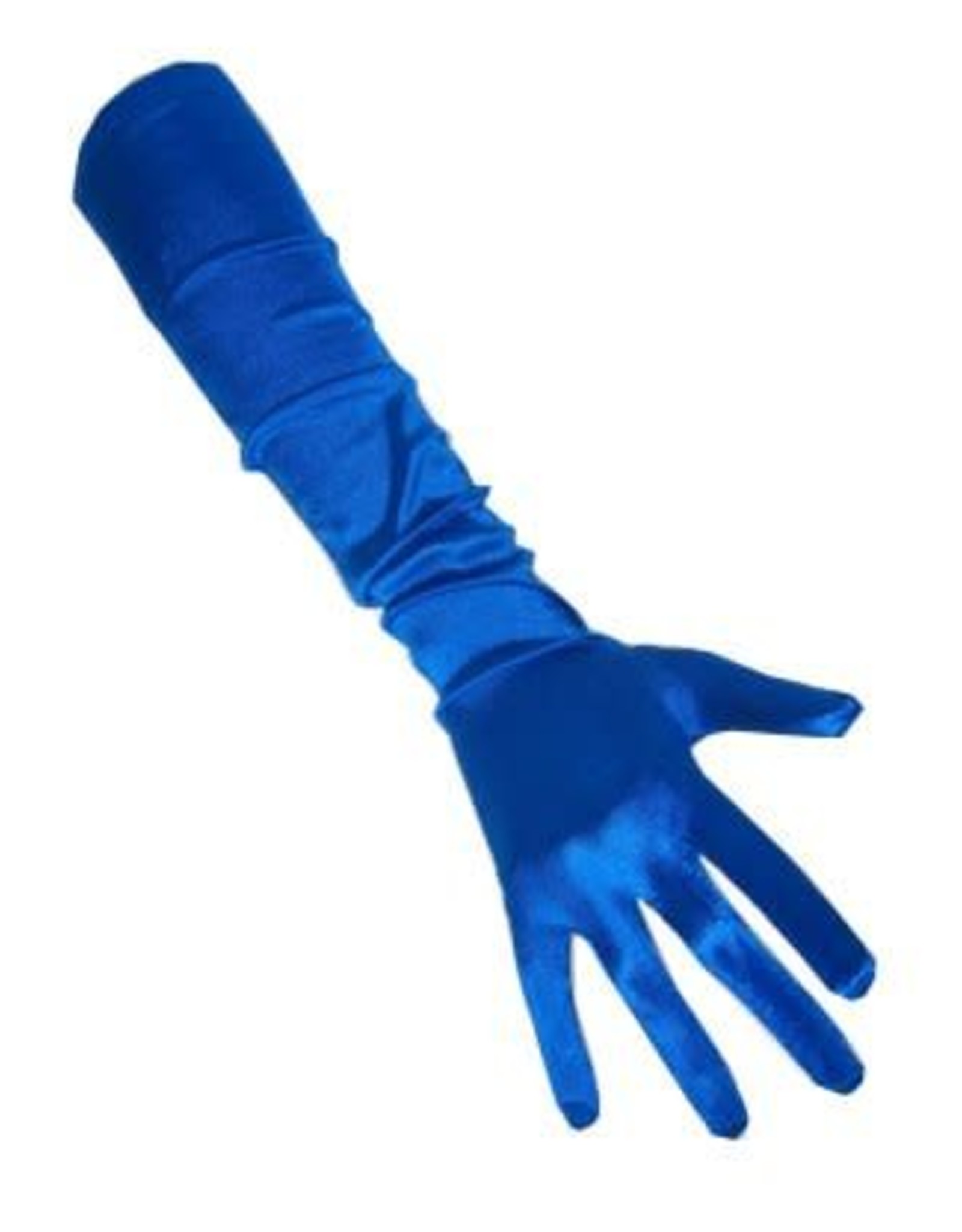 Handschoenen satijn blauw 48 cm