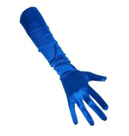 Handschoenen satijn blauw 48 cm
