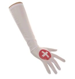 Handschoenen verpleegster lang satijn