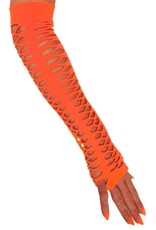 Handschoenen vingerloos grote gaten oranje 40 cm