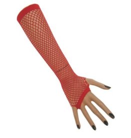 Nethandschoenen lang vingerloos rood