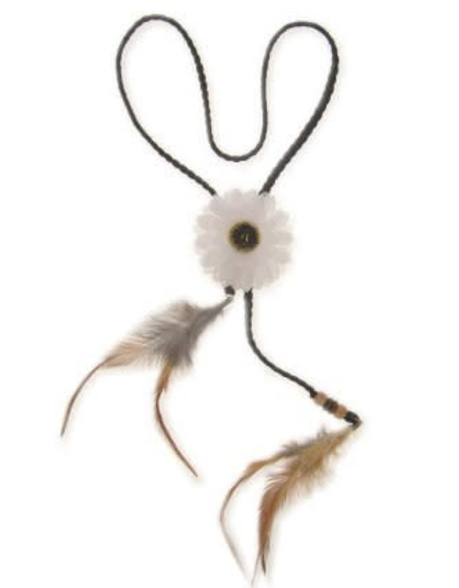 Hoofdbandje hippie / ibiza met bloem wit en veren