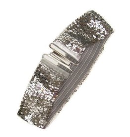 Riem elastisch pailletten zilver