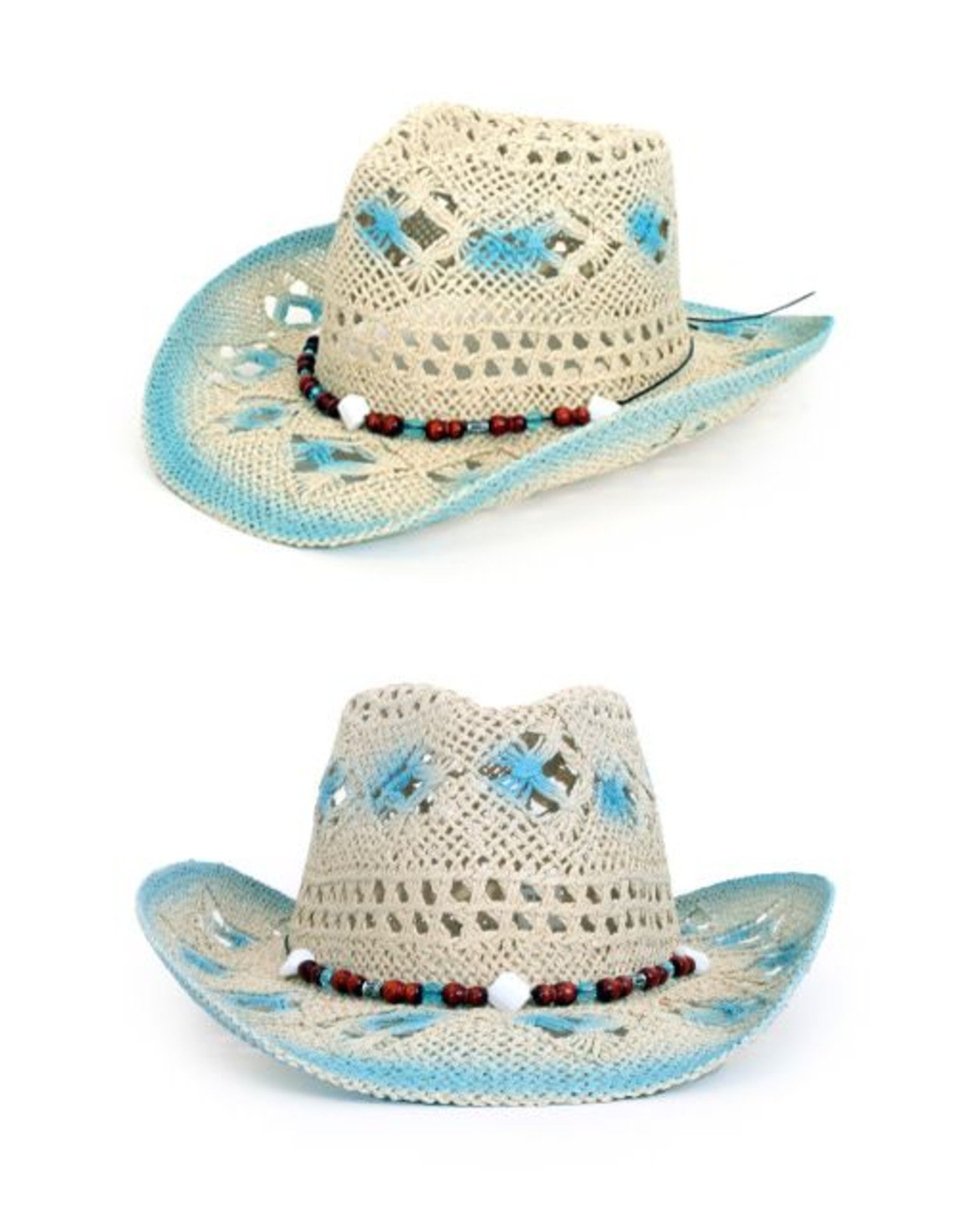 Stetson hoed crazy summer met decoratie blauw/wit
