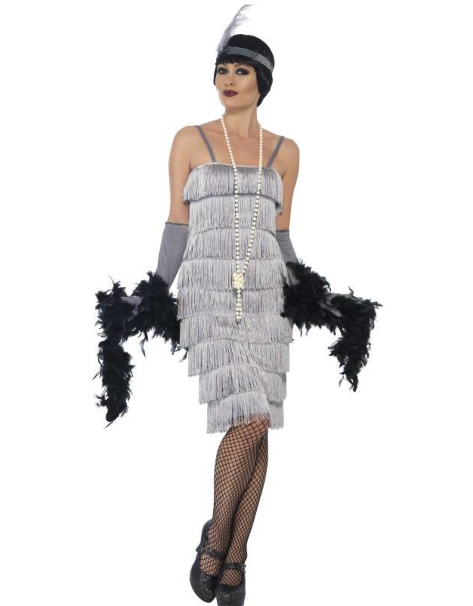 Lange Flapper Charleston jurk Zilver