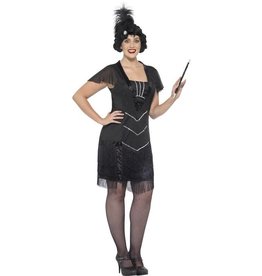 Curves Flapper Charleston Jurkje, Zwart