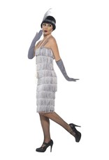 Lange Flapper Charleston jurk Zilver