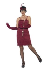 Korte Flapper Charleston jurk Bordeaux Rood