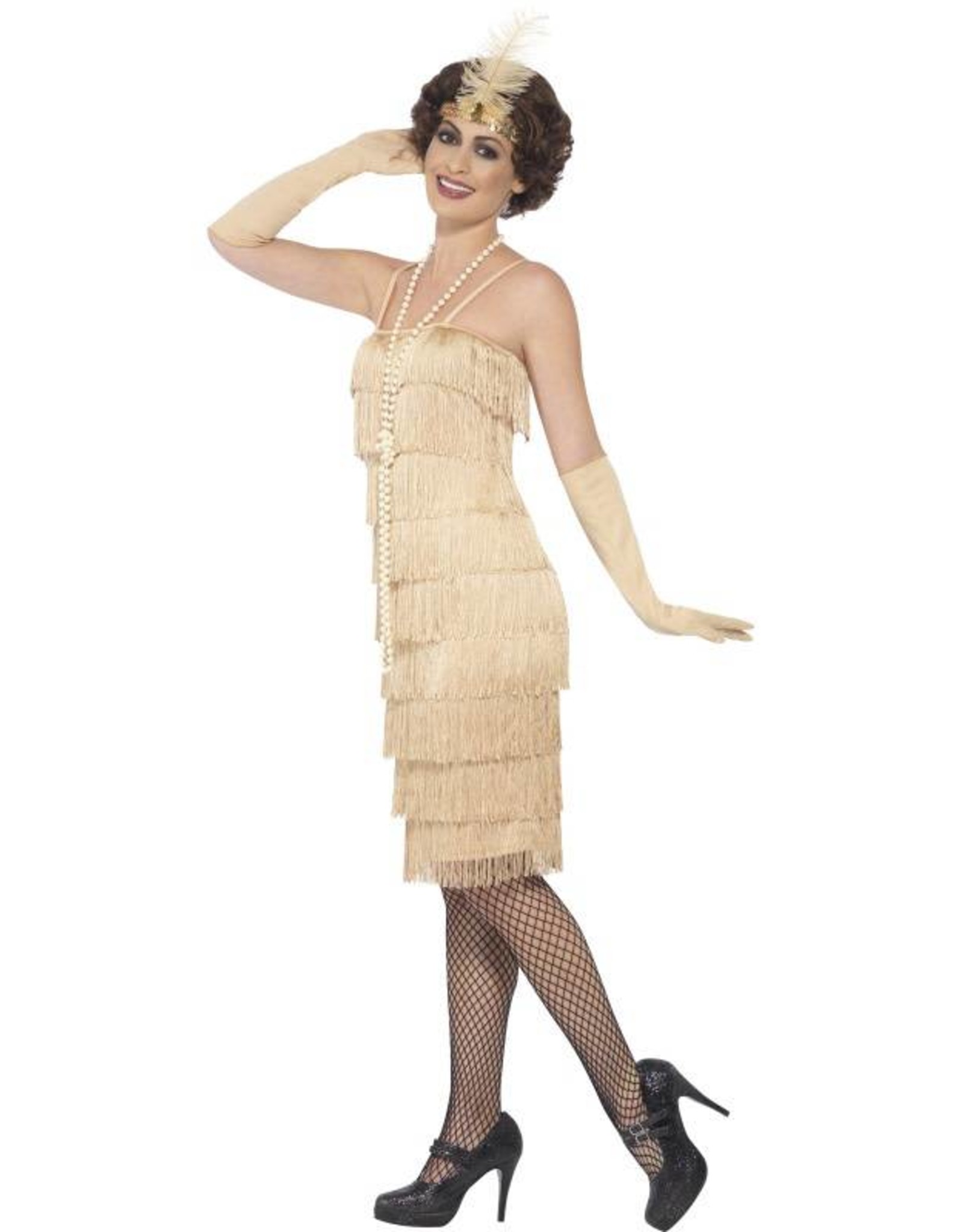 Lange Flapper Charleston jurk Goud