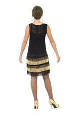 1920's Fringed Flapper Charleston Kostuum, Zwart