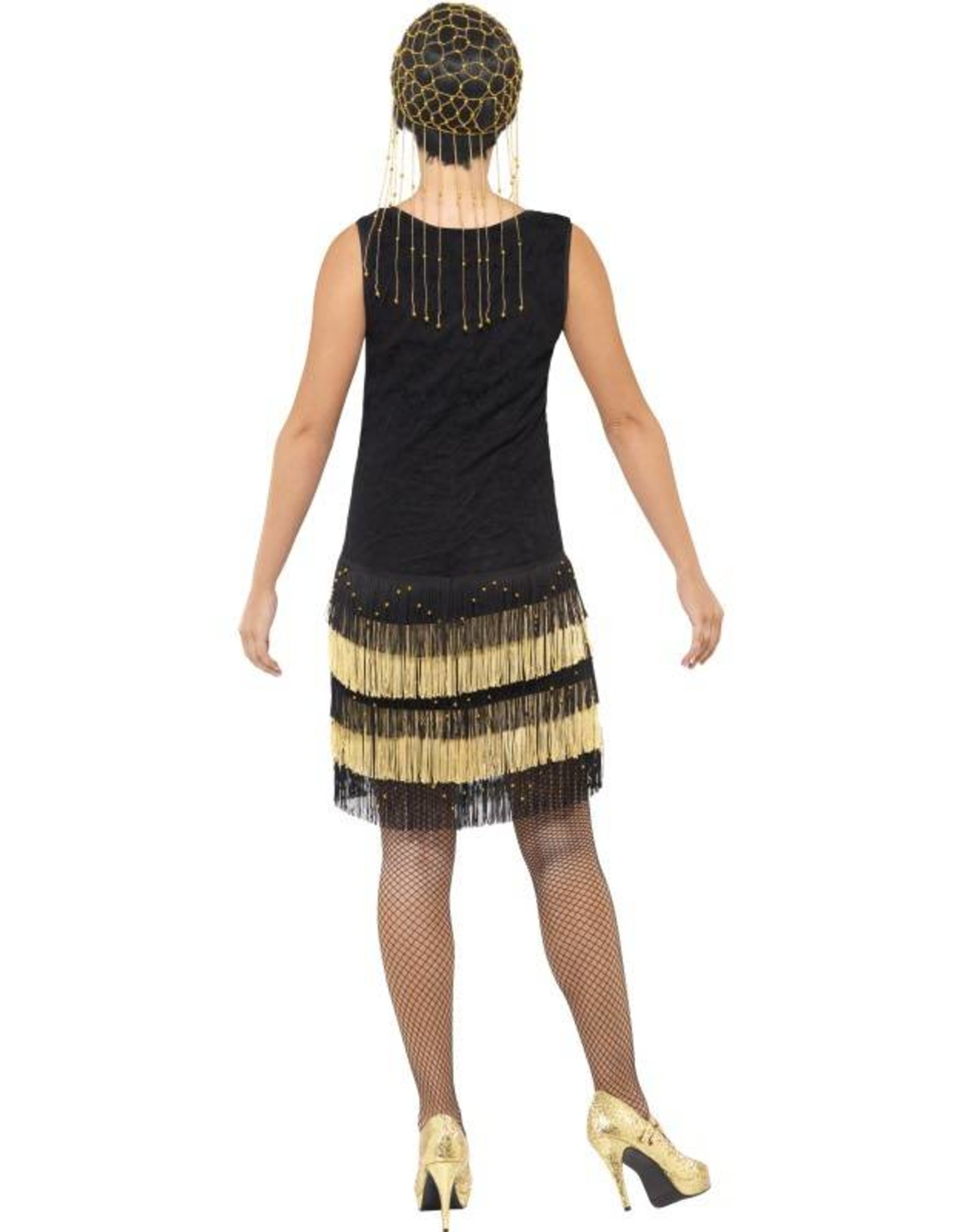 1920's Fringed Flapper Charleston Kostuum, Zwart