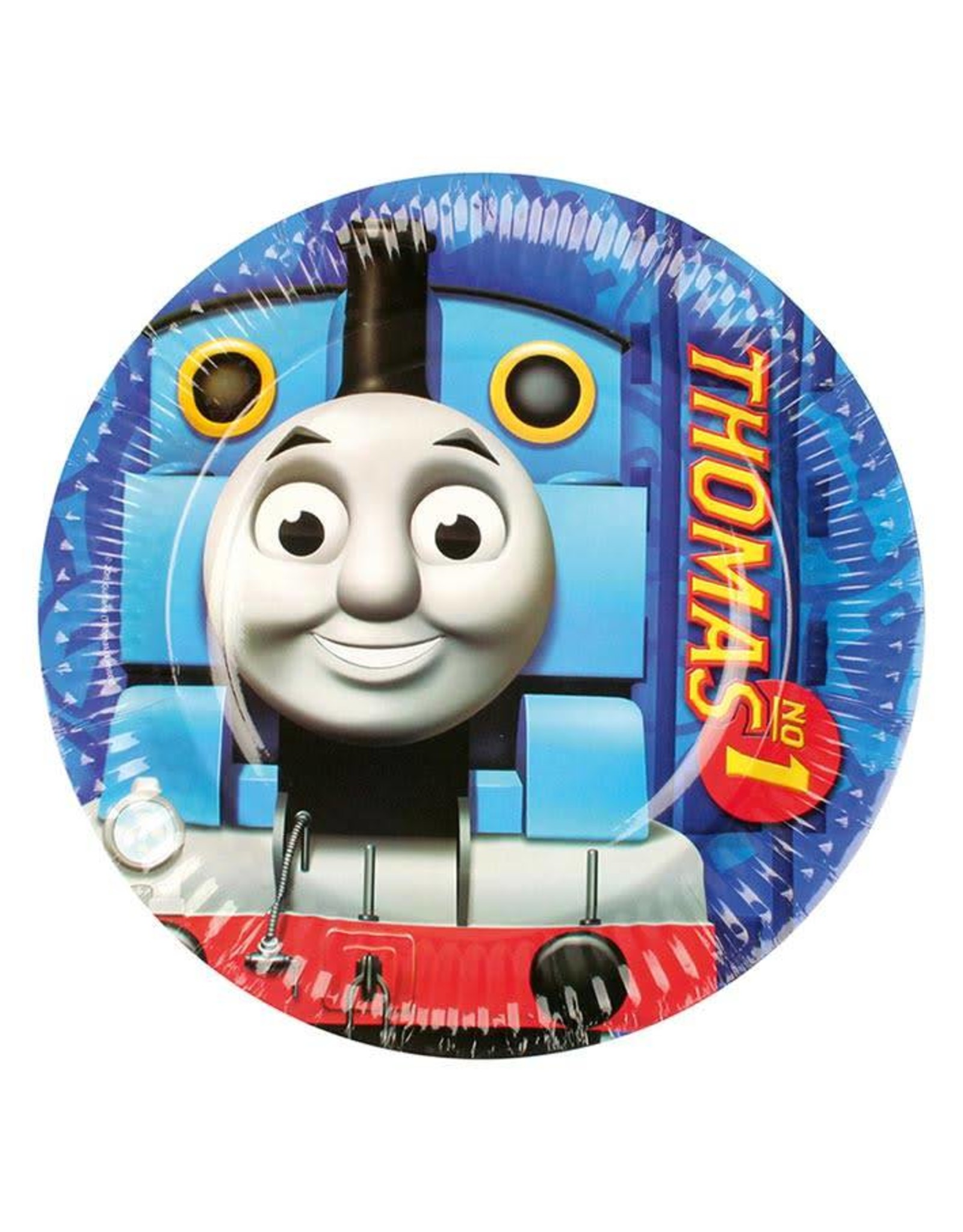 Bordjes Thomas de trein (Ø23cm,8 stuks) - De verkleedzolder, voor al uw feestartikelen, accessoires, verhuur en verkoop van feestkleding en kostuums voor uw themafeest of gala.