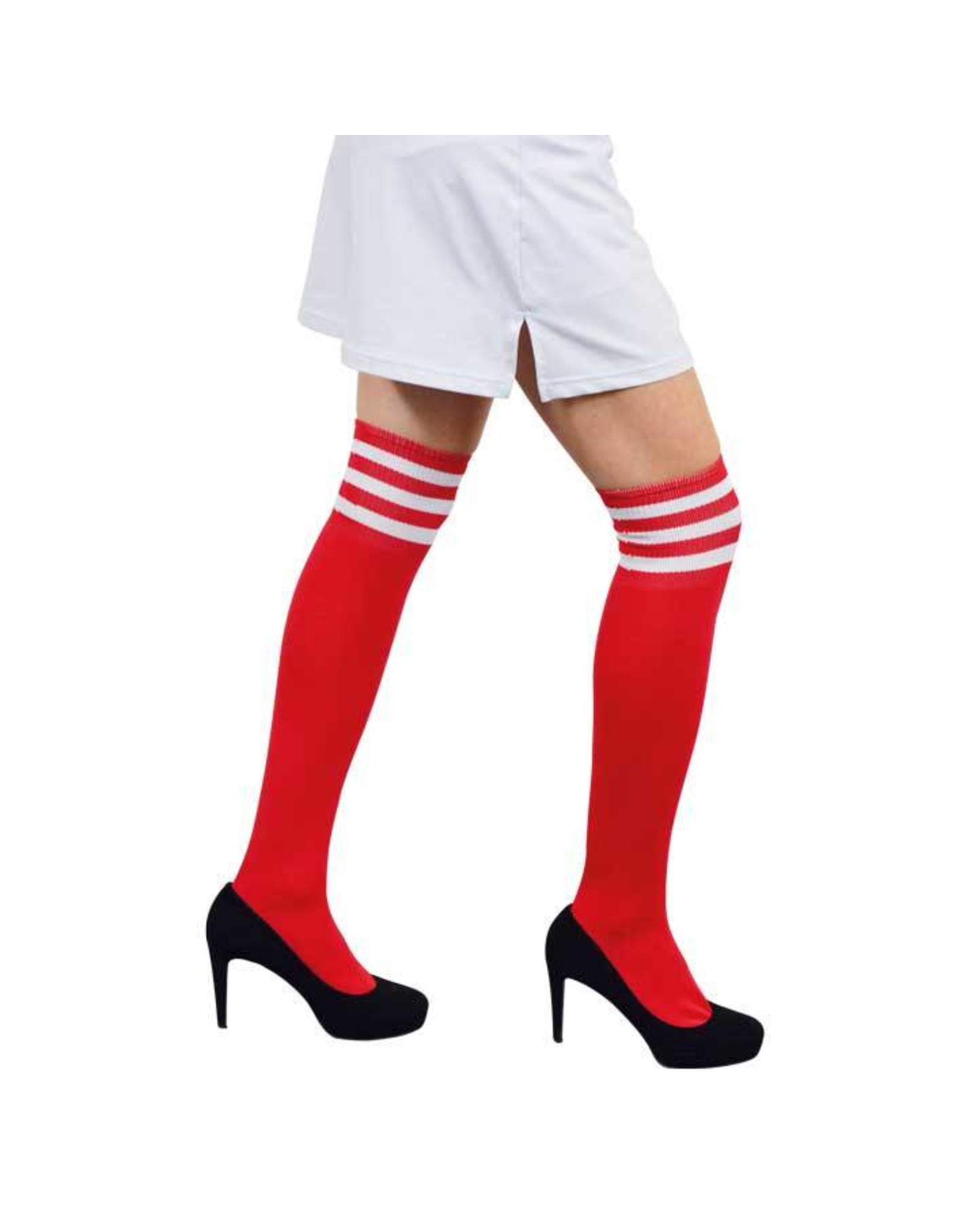 Cheerleaderkousen rood/wit