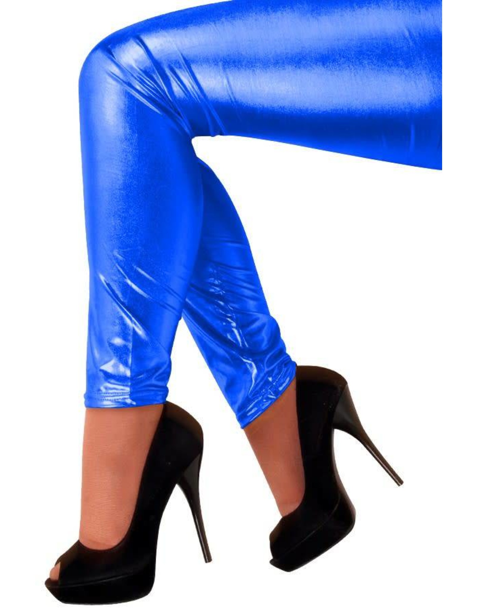 Legging metallic blauw