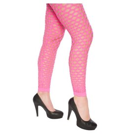 Legging + gaten fluor roze