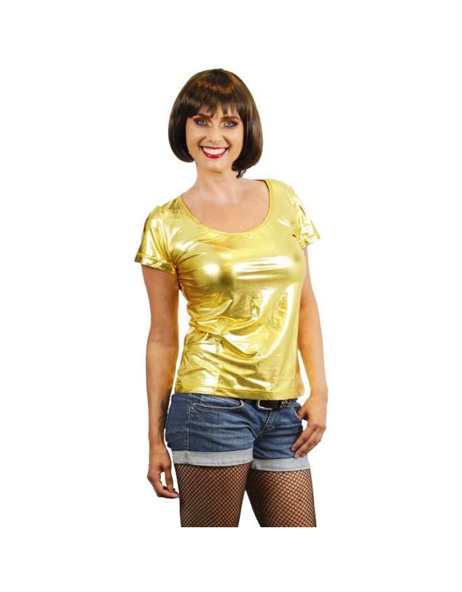 Damesshirt lamee goud