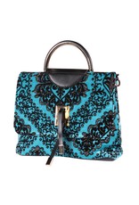 Tasje deluxe ''Jacky'' Brokaat zilver, Turquoise-Zilver, Handtas